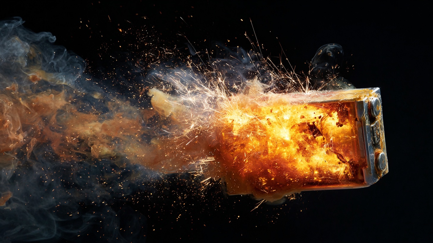lipo-feature High-speed photo of LiPo battery explosion showing flames and sparks