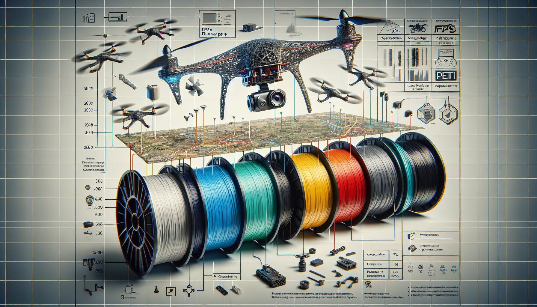 Different filament types for 3D pen drone parts construction