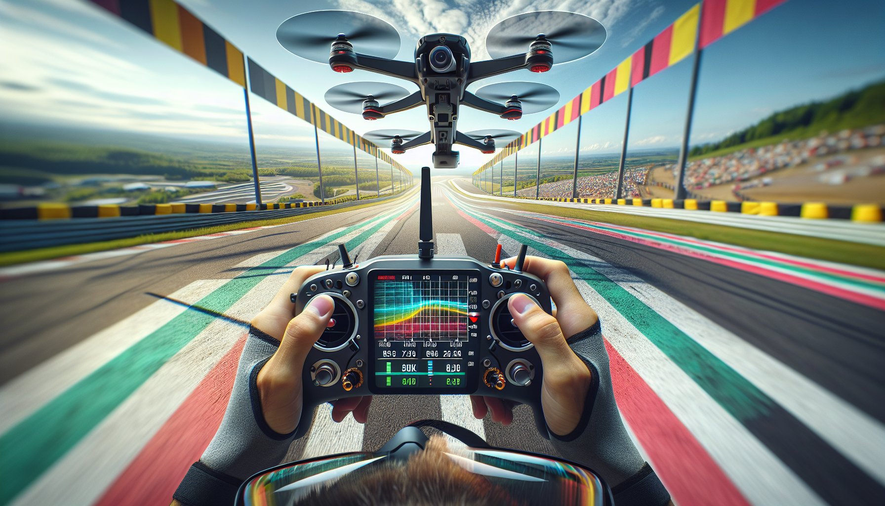 FPV goggles view with Betaflight OSD settings display