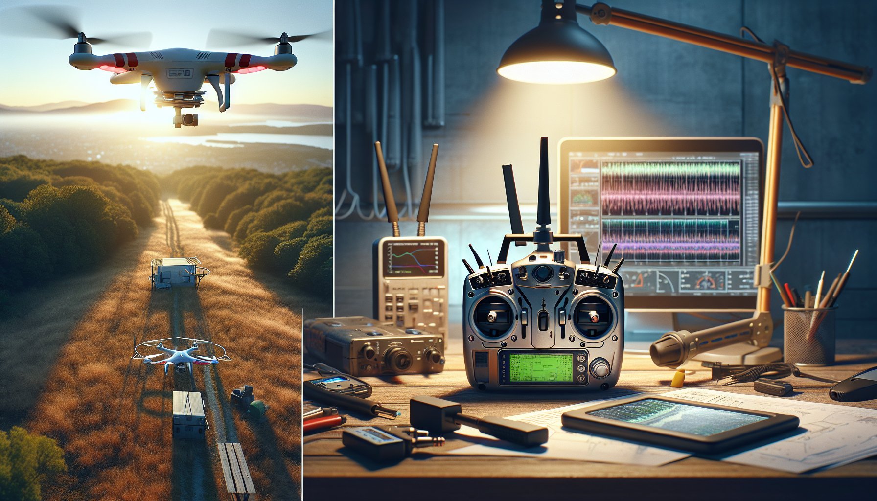 FPV drone workbench setup for intermodulation distortion analysis