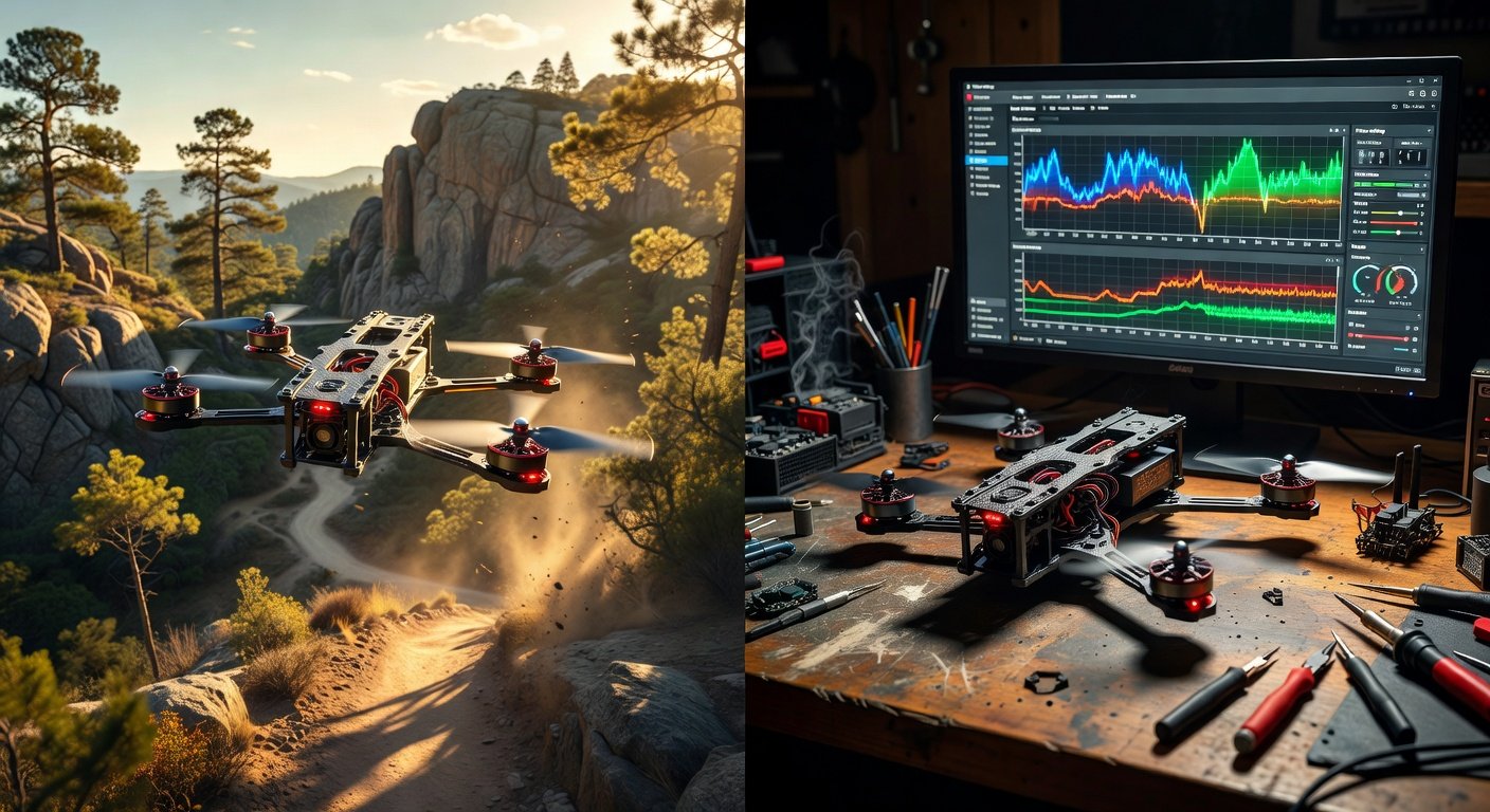 feature_grok_516e0fdc Betaflight software filters setup guide showing configurator interface and FPV drone