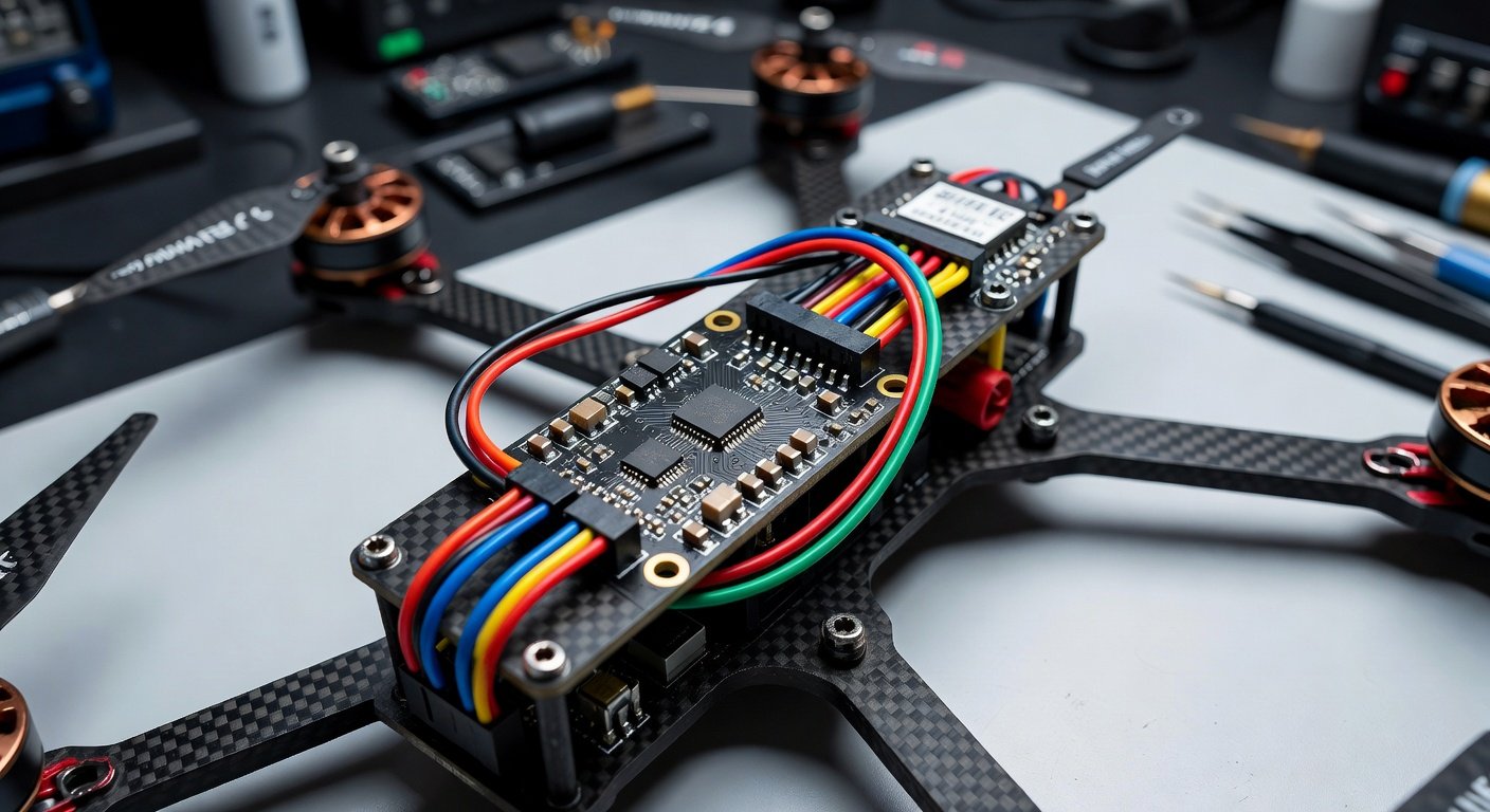 Tattu 30A BLHeli_S ESC mounted on carbon fiber FPV drone frame