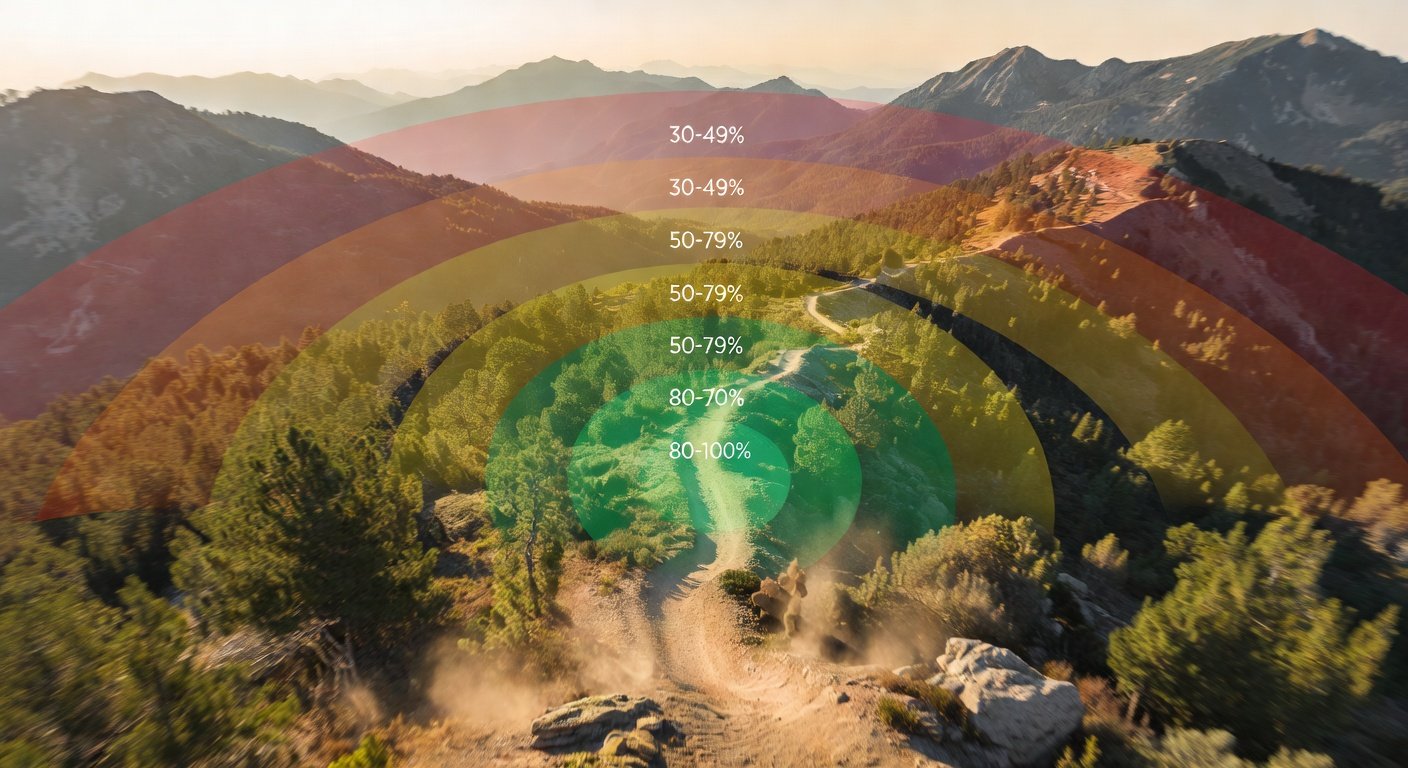 Spektrum RSSI value interpretation chart showing safe flying zones