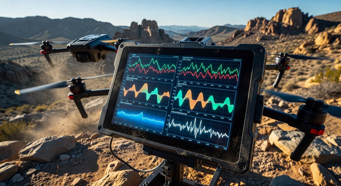 Battery analyzer displaying electrical testing data for LiPo containers