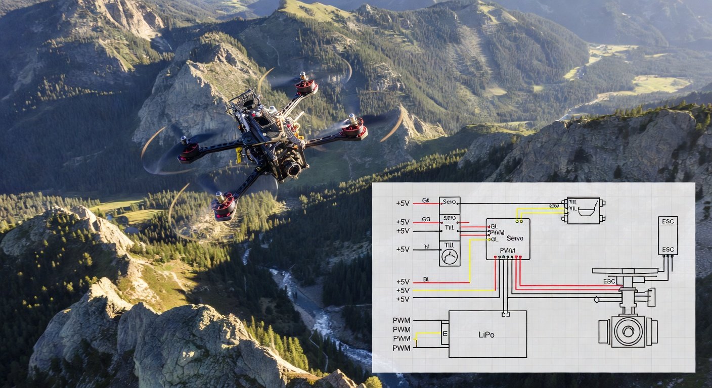 Servo wiring diagram for automatic FPV camera tilt installation