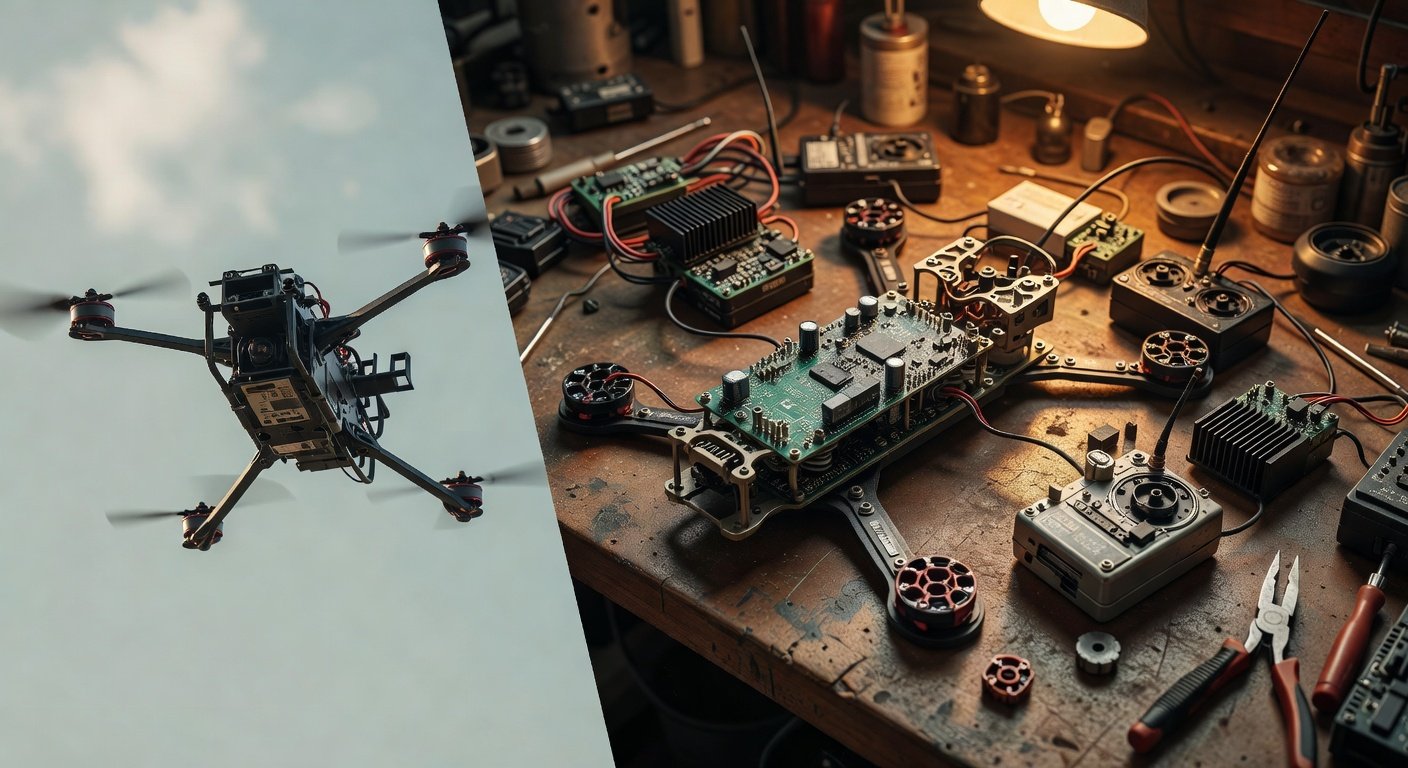 feature_grok_d5ec34d0 Old Betaflight configuration setup with vintage flight controller and legacy FPV components