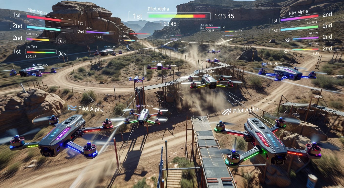 Virtual FPV racing competition with multiple pilots