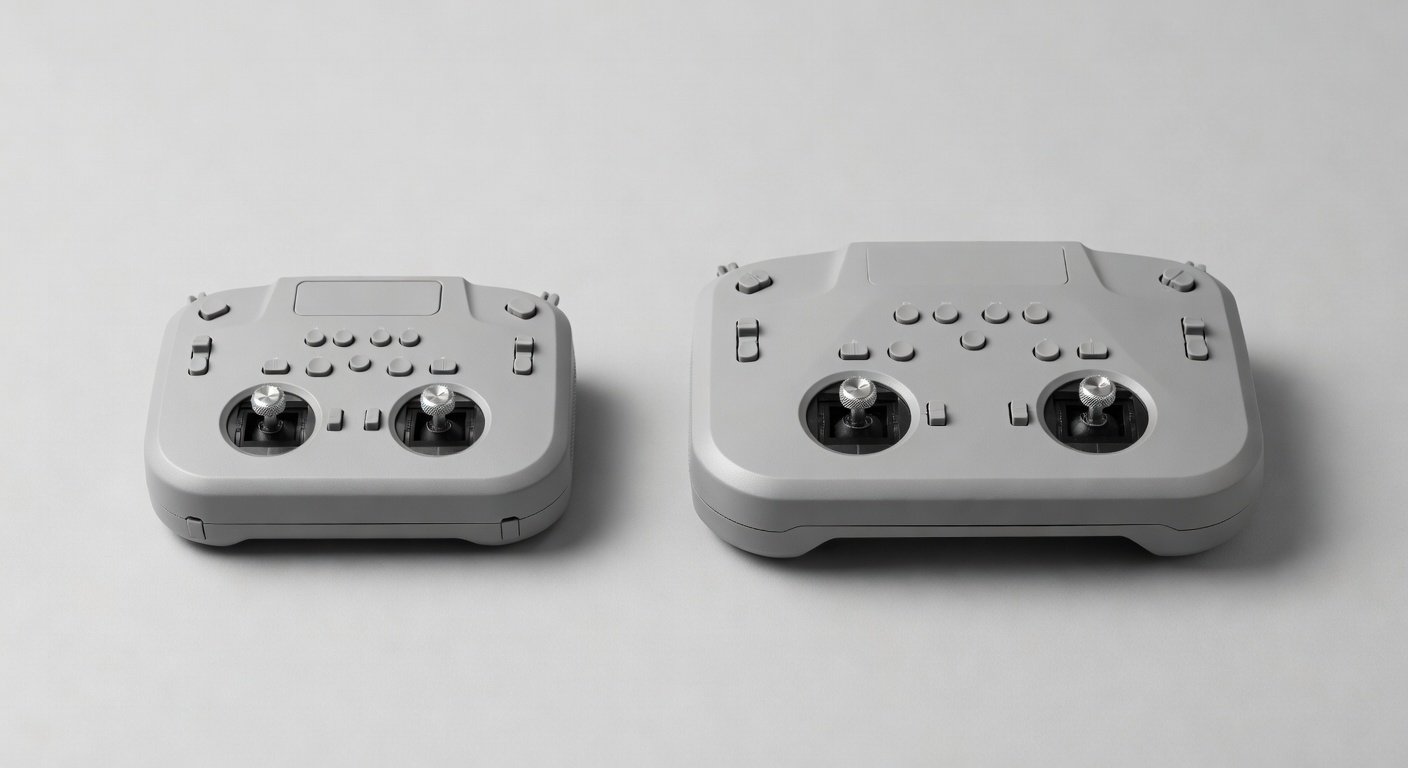 RadioMaster Boxer and TX16S transmitters side-by-side size comparison