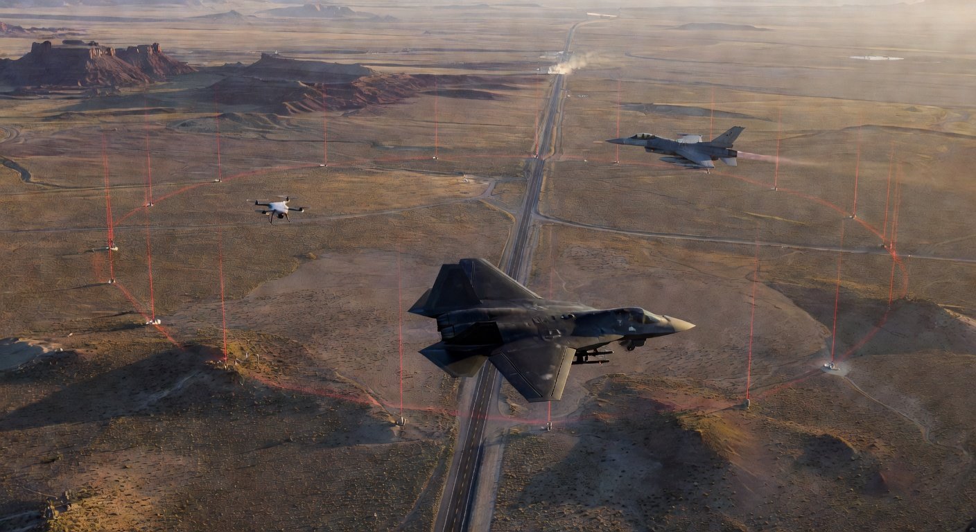 Image for: grok_image_652d52b1.jpg Illustration of Flying Near Restricted Airspace: FAA & DoD Map Out Drone Coexistence