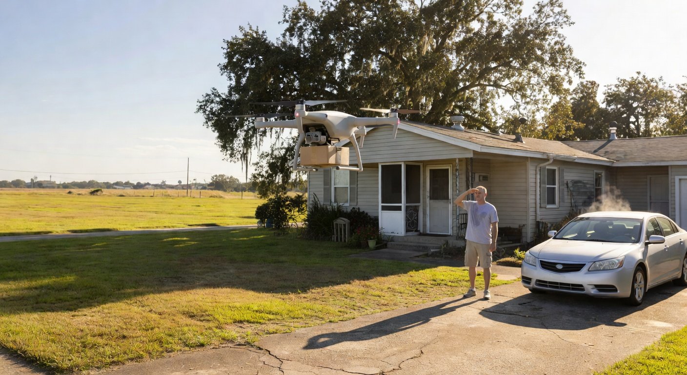 Illustration of Amazon Prime Air Lands MK30 Drone Delivery in Baton Rouge This Summer