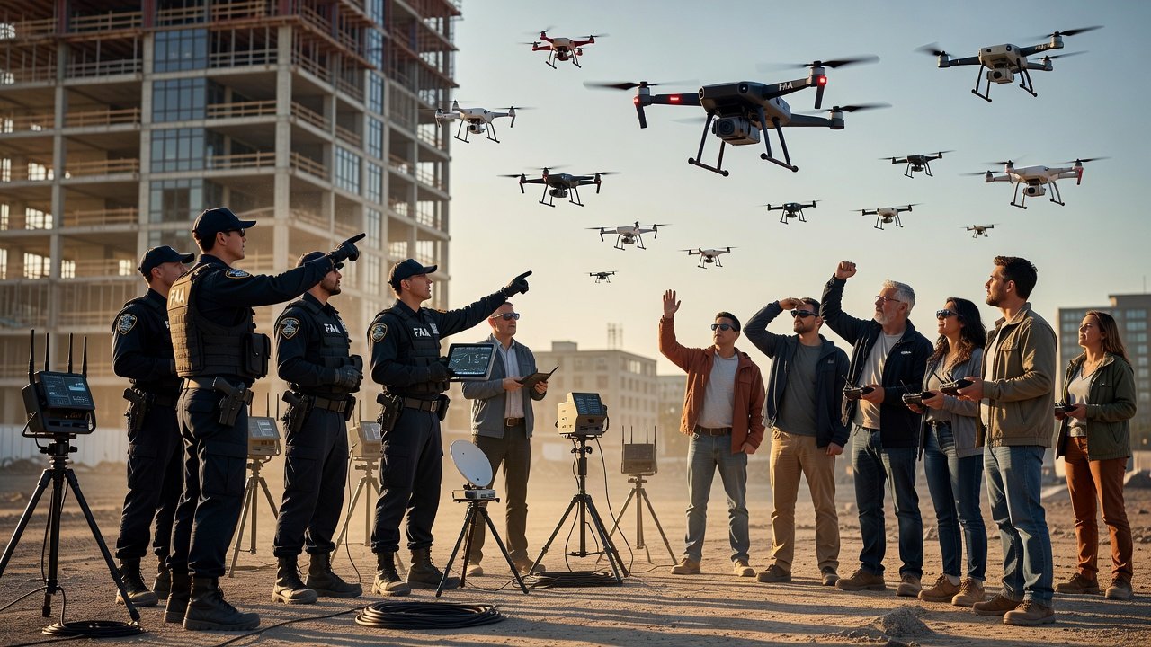 Image for: grok_image_7e0734a0.jpg Illustration of FAA's Section 2209 Rule: The Drone Airspace Preemption Fight You Need to Know